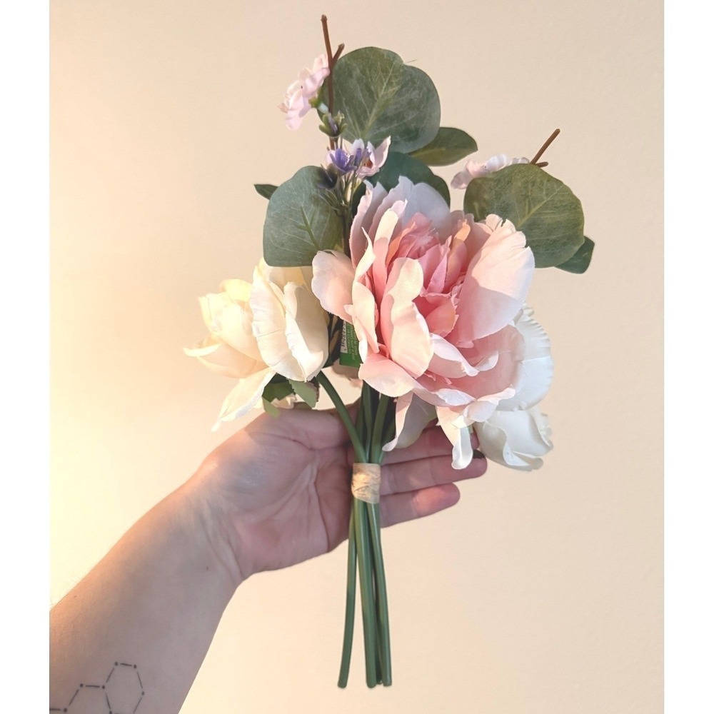 Lot 3 Faux Peony Rose Flowers Pink Peach Bridal Bouquet Wedding Decor Silk Party